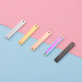 6*35MM Stainless Steel Pendant Rectangle Double Hole Mirror Polished Gold Black DIY Bracelet Necklace Pendant Accessories