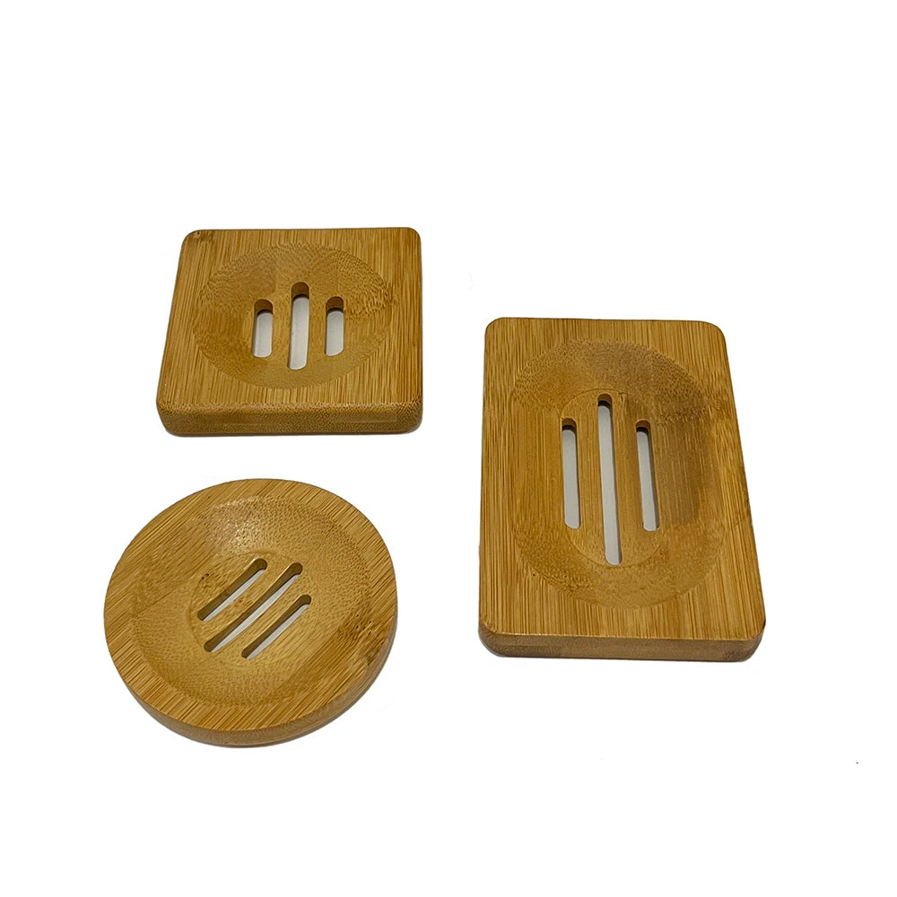 Natural Bamboo Soap Dish Eco-Friendly Modern Design Wooden Soap Box for Home Hotels Square Shape Bathroom Soap Rack