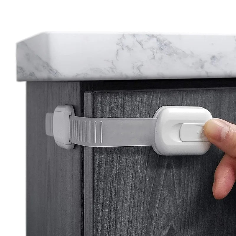 3M Adhesive Child Safety Strap Locks for Fridge Cabinets Drawers Dishwasher Toilet Plastic Material No Drilling Required