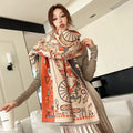 Women's Fashionable 2-in-1 Double-Sided Neck Warmer Warm Carriage-Style Shawl Soft Comfortable Thick Scarf