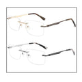 Drop Ship Designer Traditional Nickel Copper Metal Vintage square Rimless Spectacle Frame with Screws Stud Installation Men 6195