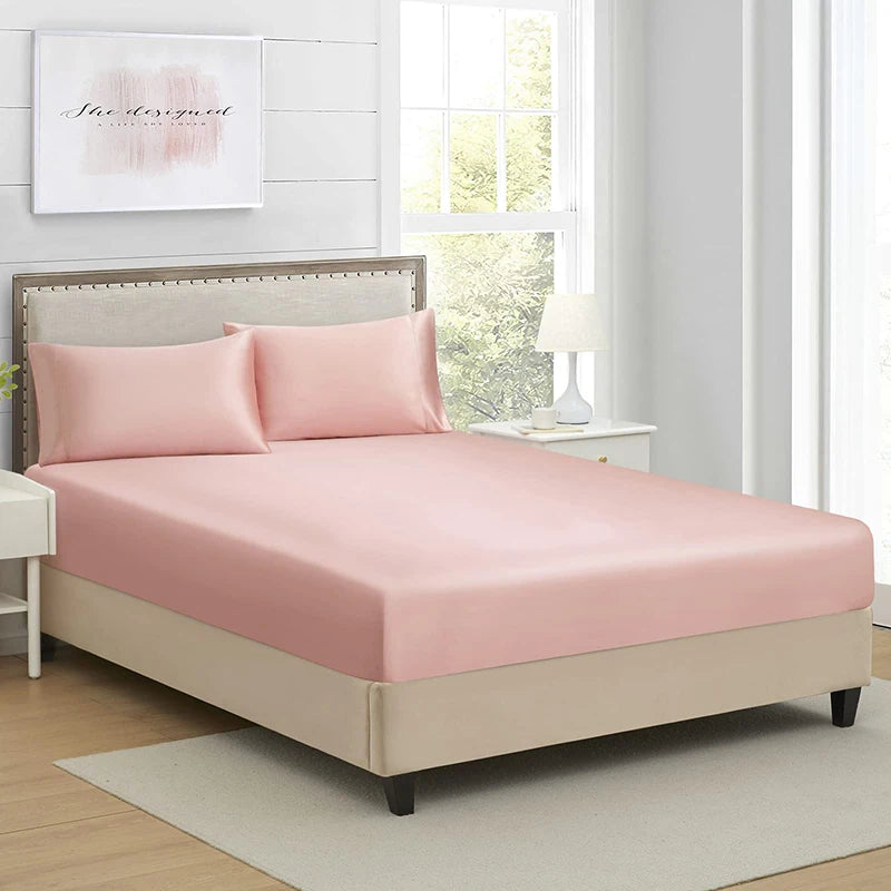 Hotel Fitted Bed Sheet Satin Bedsheets Sheet and Duvet Cover Set Solid Colors Duvet Cover Set