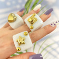 2025 New INS Fashion Simple Couple Knuckle Ring Set Creative Drip Oil Geometric Love Resin Mid Rings Set