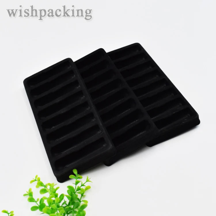 Wholesale Customized Size Design Black Plastic Flossy Tray Drawer Box for Cosmetics Hyaluronic Acid Bottle Skin Care Products