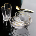 Heart Shape Glass Fruit Salad Bowl with Gold Rim Coffee Milk Juice Cup Creative Nordic Breakfast Oatmeal Bowl