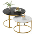 Living Room Modern Eco-Friendly Iron & Solid Wood Marble Top Coffee Table for Home