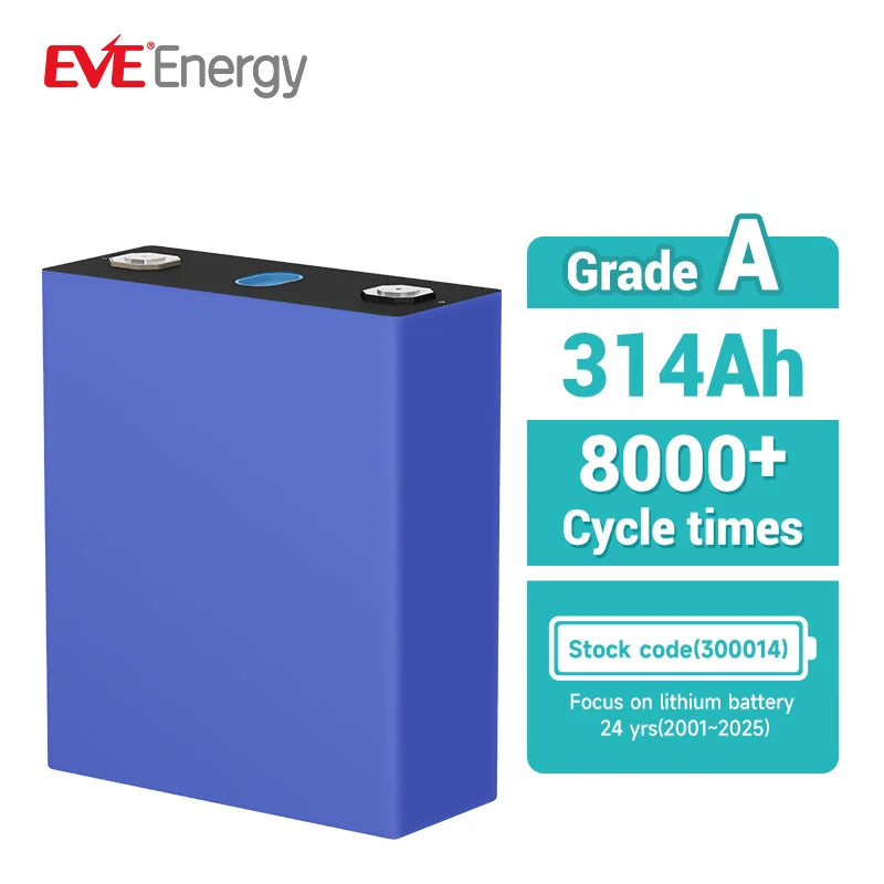 EVE EU STOCK MB31 Lifepo4 314ah Lifepo4 Cell 3.2V 8000cycles CE Lifepo4 Battery for Utility Energy Storage System