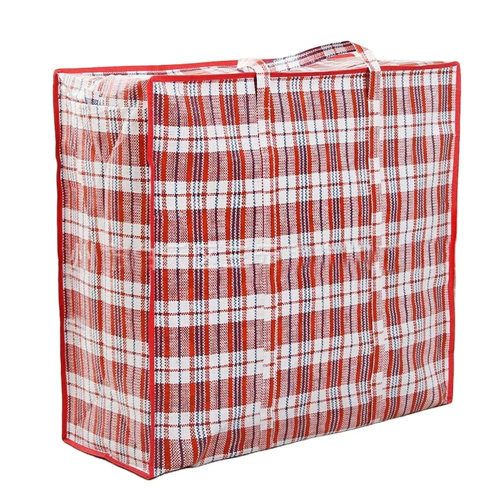 Custom Large Capacity for Jumbo Storage Zipper Closure Recyclable PP Woven Woven Bags Striped Reusable for Food Storage Shopping