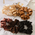 Women Fashion Hair Accessories Various Brown Black Series Colors Large Silk Satin Hair Scrunchies