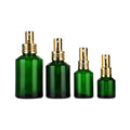 Oblique Shoulder 15ml 30ml 50ml 60ml 100ml 120ml Green Serum Glass Essential Oil Dropper Bottle with Pipette