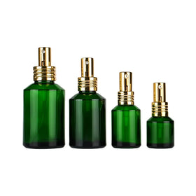 Oblique Shoulder 15ml 30ml 50ml 60ml 100ml 120ml Green Serum Glass Essential Oil Dropper Bottle with Pipette