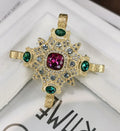 YHJ19031502 Fashion Court Style Cross Statement Brooches Women Gold Plated Brooch Jewelry