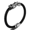 Stainless Steel Leather Woven Dragon Bracelet Personalized Men's Leather Customizable Bracelets
