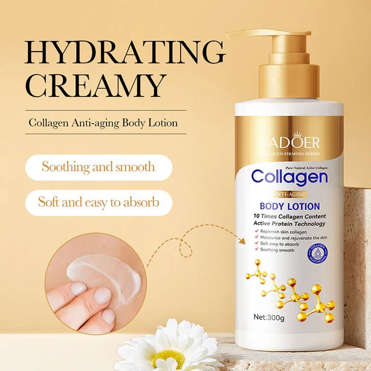SADOER Hot Selling 300g Replenish Skin Collagen Soothing Smooth Collagen Anti-aging Collagen Body Lotion