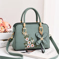Top Trending Large Quilted Deep Blue College Girl Floral Embroidery Tote Hand Bag