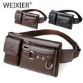 Customized Logo Fashion Waterproof Zipper PU Leather Men's Pillow Shape Shoulder/Waist/Chest Bag Leisure Large Capacity Earphone