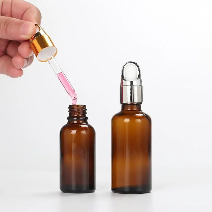 Popular CAPOT Brand 10ml 20ml 30ml Amber Blue Round Empty Essential Oil Glass Dropper Bottle with Frosting Sealing From Jiangsu