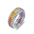 Hot Sale Classical Finger Rings 925 Silver Lab Grown Multicolor Diamond Sapphire Ring Eternity Rings for Party Jewelry Gift MegaBDM