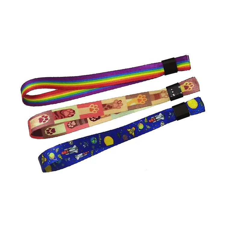 2024 Custom Logo Image Text Slogan Printed Dye Sublimated RPET Recycled Polyester Fabric Ticket Wristband Festival Bracelet