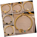 Non Tarnish Thick Flat Snake Bone Chain Blue Evil Eye Butterfly Heart Charm Stainless Steel 18k Gold Snake Chain Bracelet