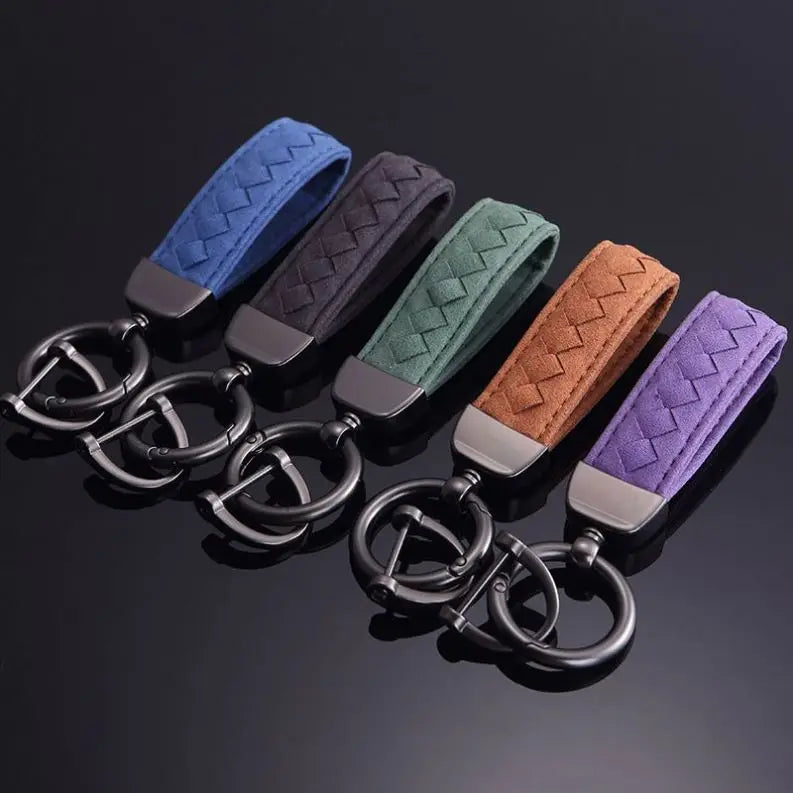 360 Degree Rotatable with Anti-Lost D-Ring Car Wristlet Keychain Leather Key Holder Custom Logo Leather Key Chains KeyRing