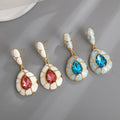 Fashion Diamond Inlaid Enamel Crystal Earrings Gold Plated Enamel Diamonds and Gemstones Women Jewelry