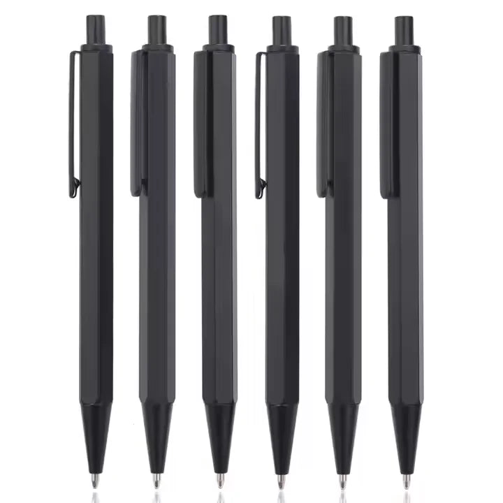 Customized Logoclick Pen - Exquisite Design for Business Office Use Gift and Advertising Pen All Matte Black Metal Ballpoint Pen