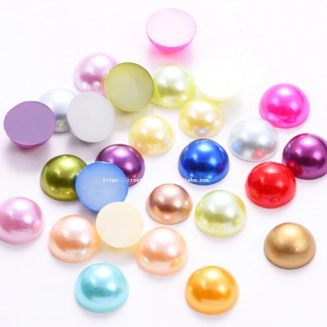 2025 Wholesale 1.5mm - 25mm Flatback Beads in Ivory/withe /colourful  Pearl and Loose ABS Plastic Half Round Pearl Beads