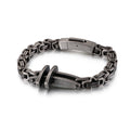 KALEN Fashion Silver/Gold/Black Mens Stainless Steel Christian Cross Byzantine Chain Bracelet