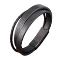 2024 NEW Metal Leather Bracelet Stainless Steel Magnetic Buckle Bracelets Men Simple Jewellery
