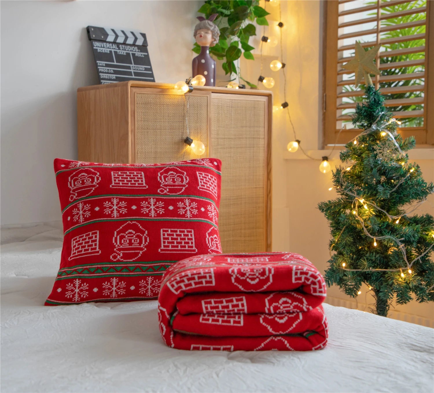Tt Merry Christmas Pillow Decorative Throw Pillow Cushion Cover Case Snow Christmas Deer Lumbar Pillow Case for Sofa Decor