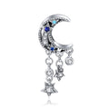 HOT 925 Sterling Silver Shimmering Midnight Moon & Stars Bead Charms Fit Original Bracelet Necklace Jewelry BSC023