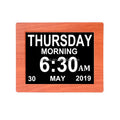 Custom 8\" Inch Bamboo Wooden Digital Clock WiFi Weather Temperature Display Modern Design Snooze Table Desk Dementia Clock