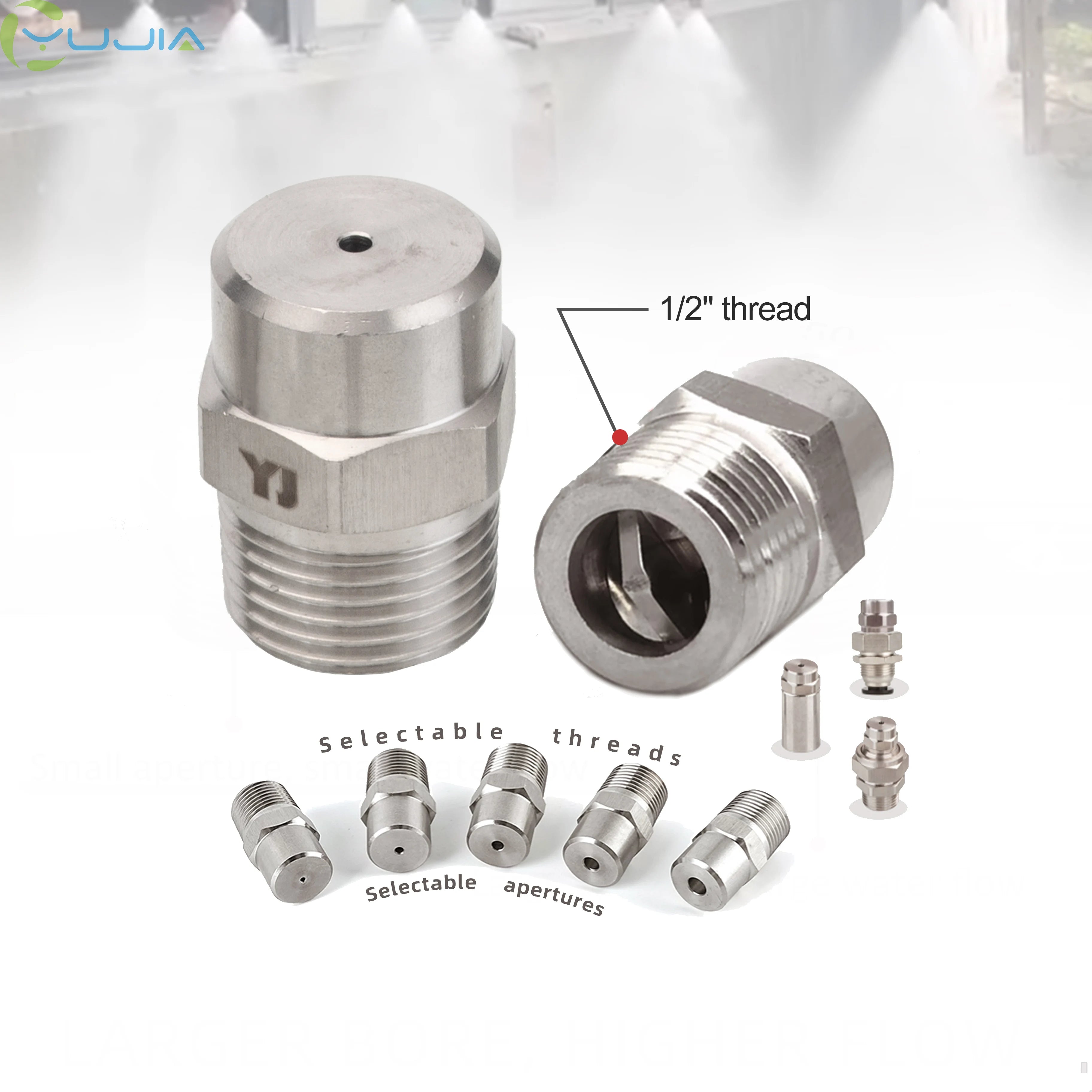 BSPT 1/2" Stainless Steel 60Â°Solid Cone Spray Nozzle High Pressure for Cleaning Humidification & Dust Control