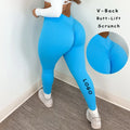 2023 Custom Logo Fitness Gym Workout Sports Wear Tummy Control V Back Scrunch Butt Lifting Yoga Leggings Pants for Women