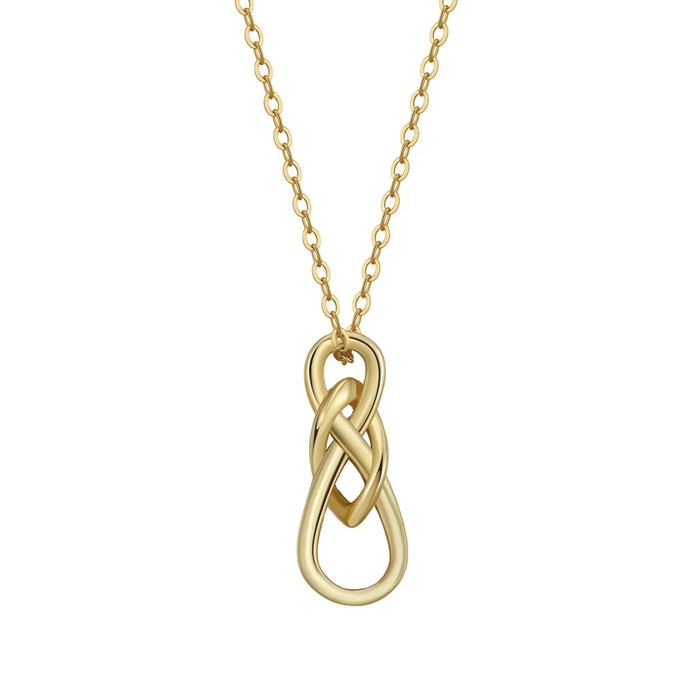 New Trendy Solid 925 Sterling Silver Jewelry 14K Gold Plated Celtic Knot Pendant Chain Necklace for Women