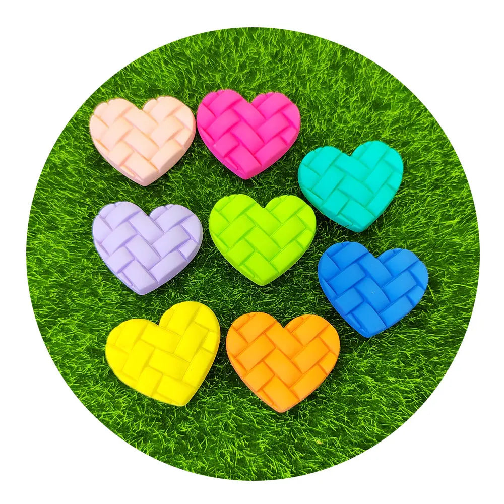 Cute Resin Grid Love Heart Cabochons Flat Back Scrapbook for Jewelry Making DIY Earrings Hairpin Brooch Accessories