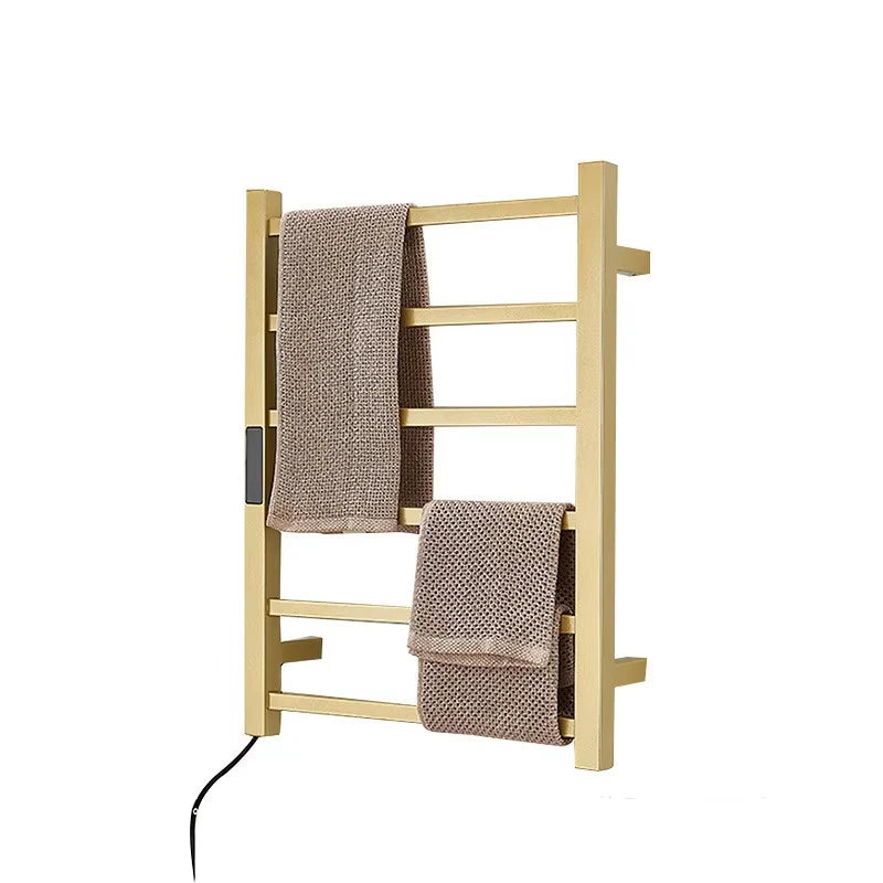 Electric Heated Towel Rack Radiator Warmer Stainless Steel Chrome Wall-Mounted Heater for Bathroom