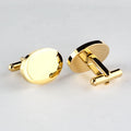 New Gold Plated Men Accessories Oval Shape Blank Shirt Cuff Links for Men Stainless Steel Cufflink logo Custom Engraving