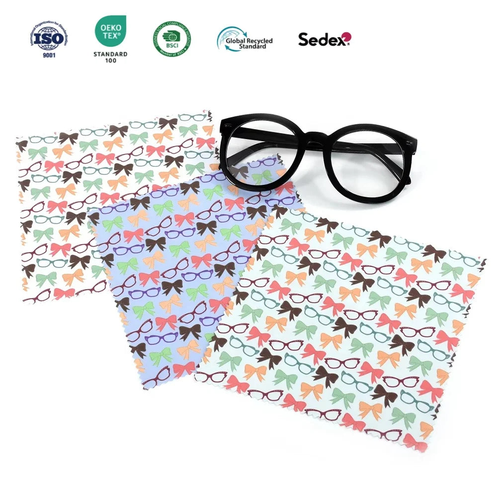 Wholesale Customizable logo 15*15cm Digital Print Eyeglass Cloth High Quality Microfiber Eyeglass Pattern Cloth for Lenses