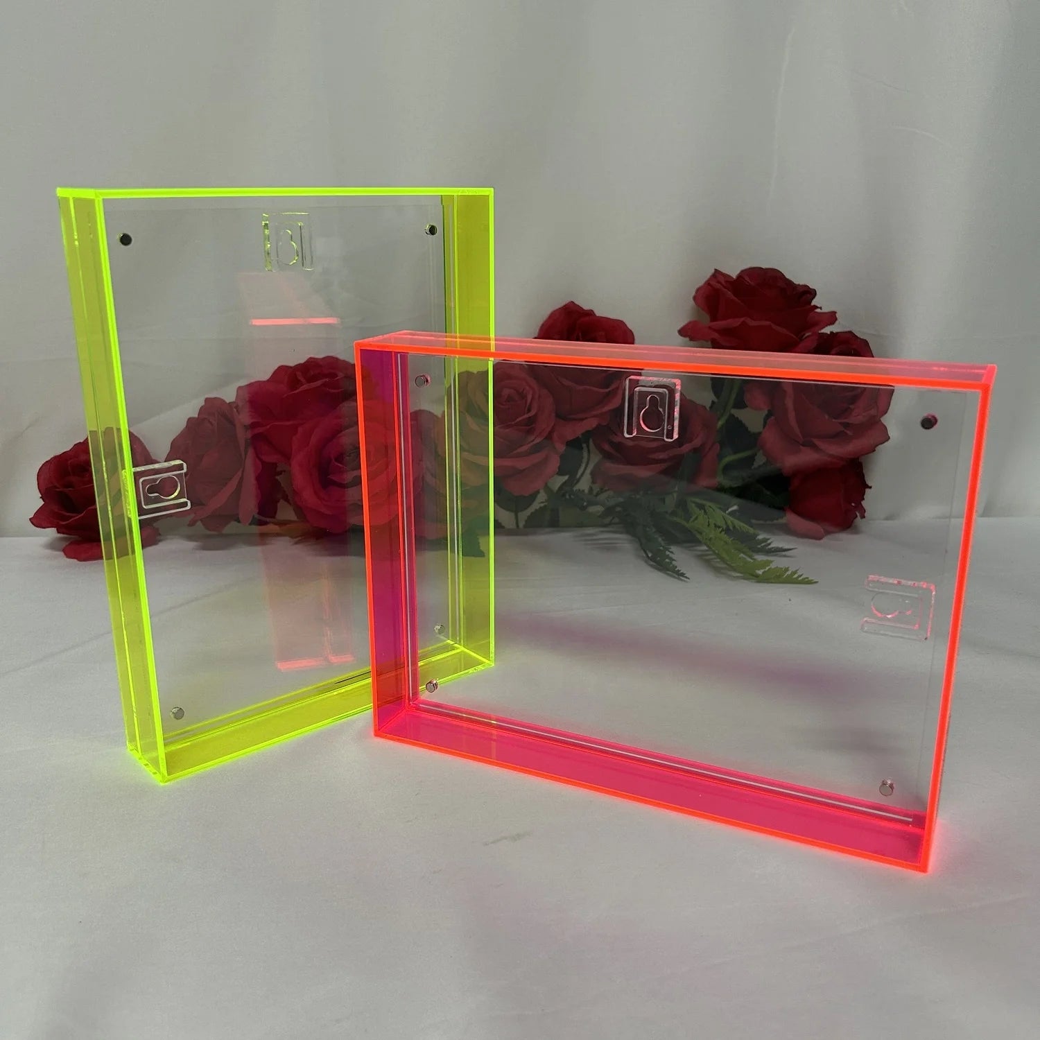 Colorful Eco-Friendly Acrylic Picture Frame Decorative Tray Horizontal Vertical Formats Organizer Tabletop Display Rack for
