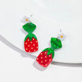 Cute Flowers Summer Fashion Jewelry Lovely Girl Student Casual Party Gift Strawberry Pendant Candy Acrylic Drop Earrings