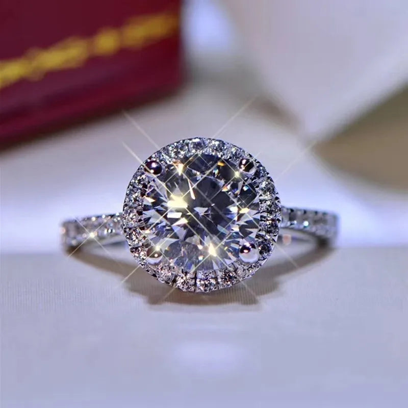 0.5-2 Ct Big VVS1 Moissanite Wedding Ring 925 Sterling Silver Excellent Cut Pass Diamond Very Sparkling Moissanite Rings