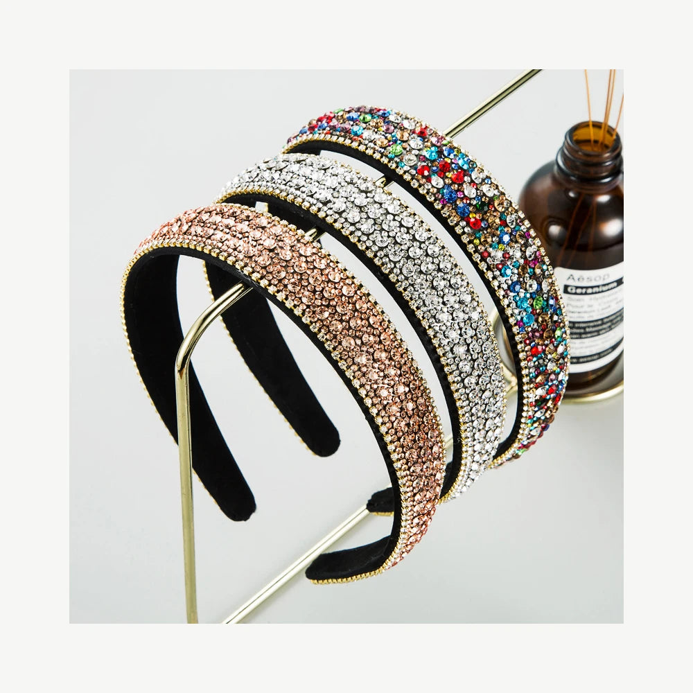 Hot Sale Full Drill Bling Crystal Designer Head Band Diamond Rhinestone Headband for Women Hair Hoop