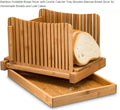 Bamboo Foldable Bread Slicer Manual Bread Slicer with Crumb Catcher Tray Wooden Chopping Blocks Bread Board Natural Bamboo Color