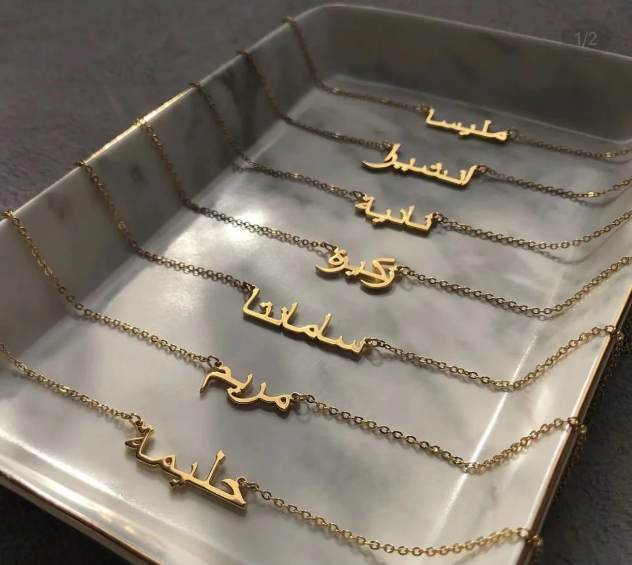 Personalized Custom Arabic Name Necklace Initial Necklace Gold Plated Stainless Steel 316 Stainless Steel Jewelry BOHEMIA Strand