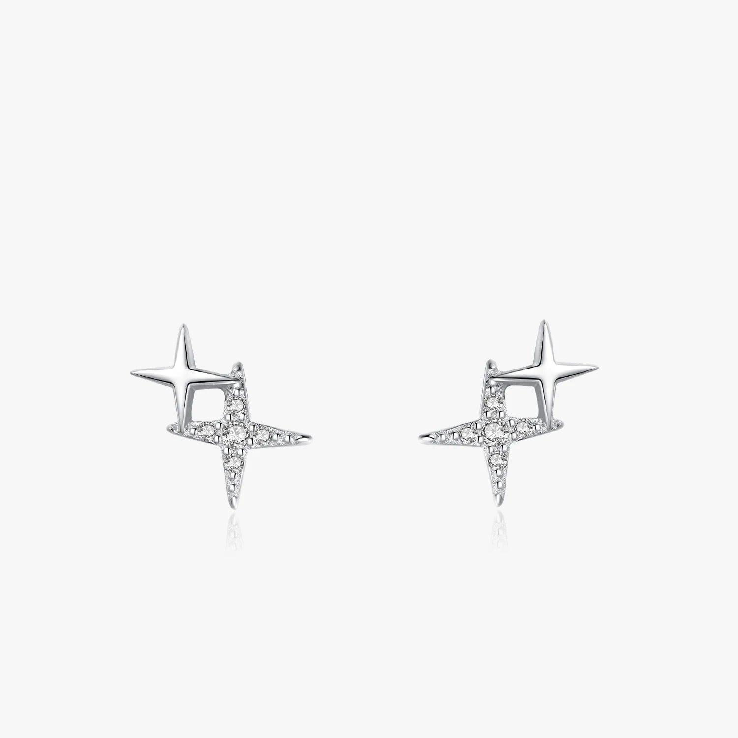Ailmay Fashion 925 Sterling Silver Charm Sparkling Zircon Little Star Earrings for Women Girls Party Accessories Jewelry