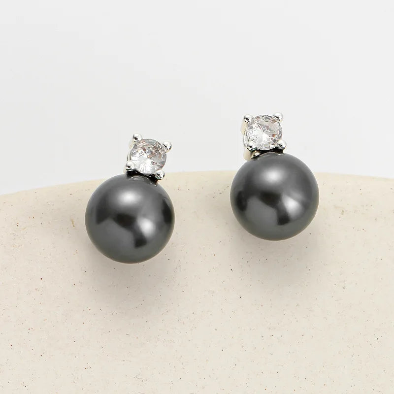 Dai Fei's Same Black Bead Set 2024 New Classic Sterling Silver 10mm Necklace Earrings Wedding Engagement Anniversary Party Gift