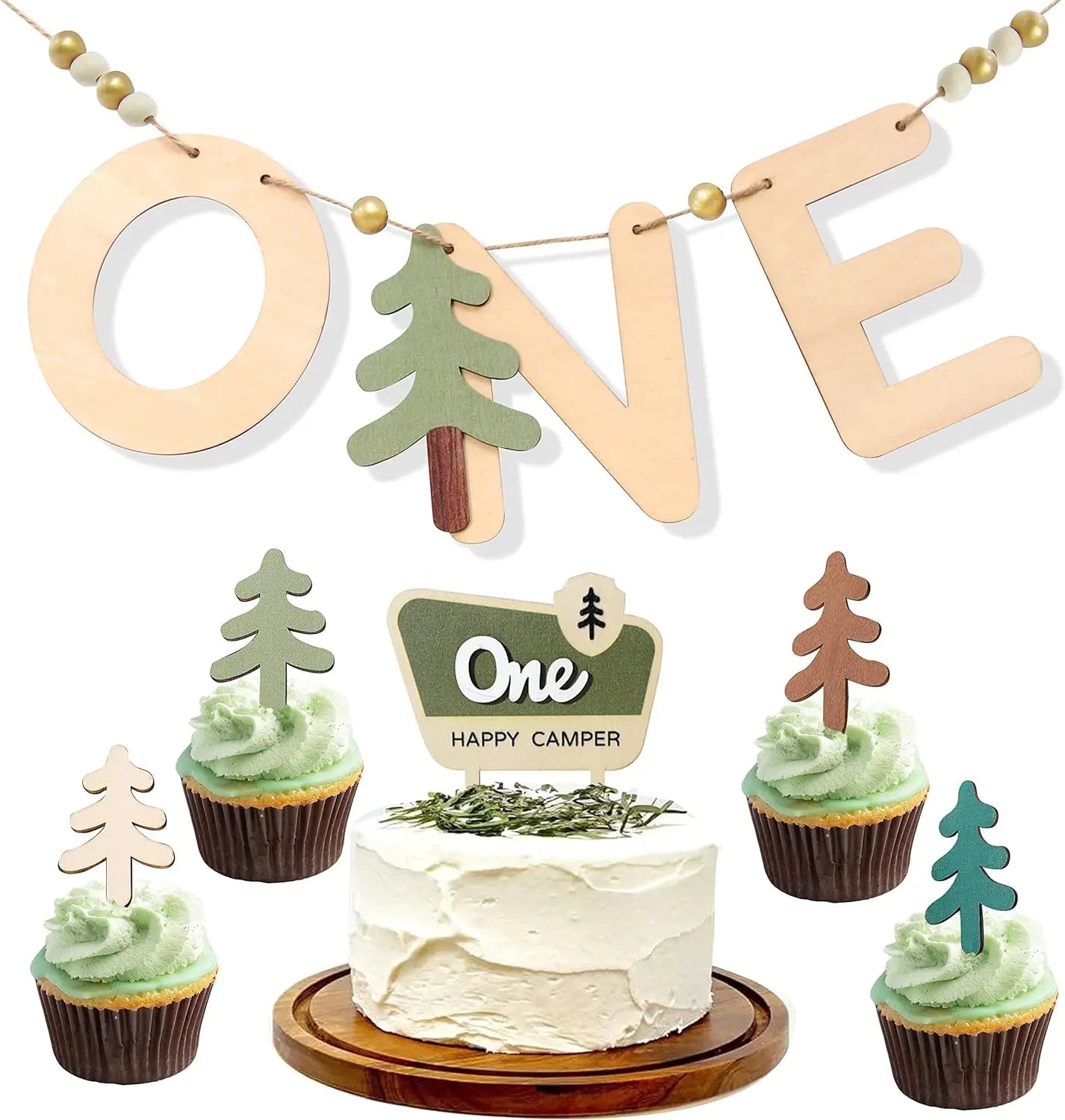 Custom Acrylic Happy Birthday Cake Topper Wooden Sign for Wedding Birthday Anniversary Decorations Party Supplies
