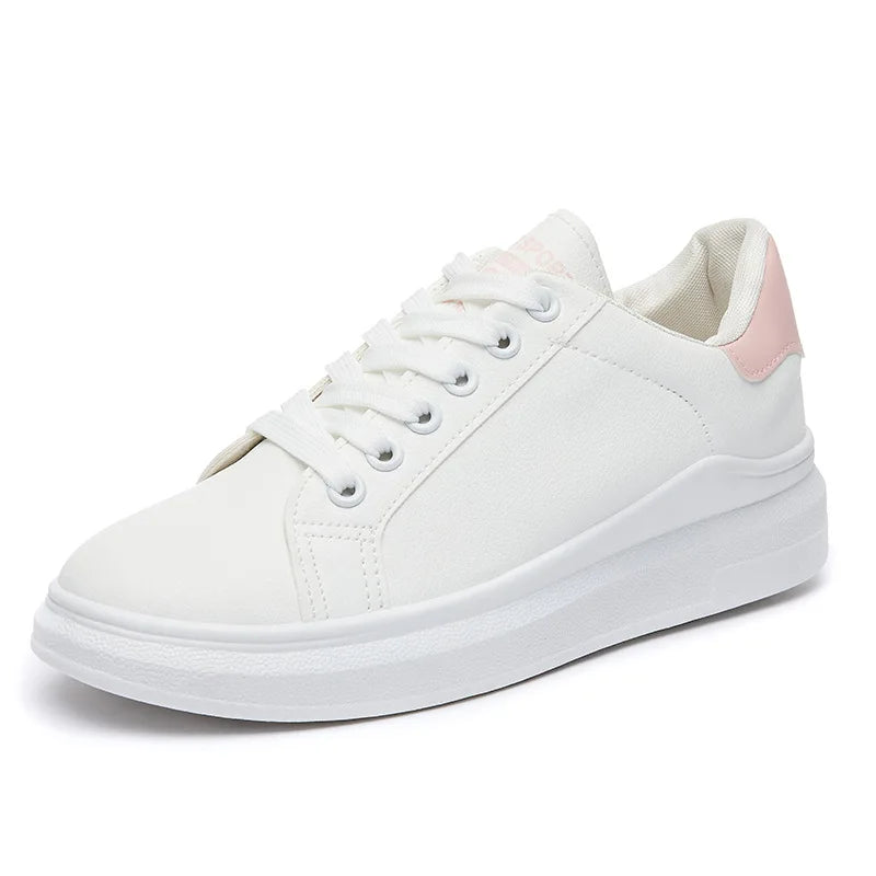 Pu Upper Women Comfortable Casual Shoes Breathable White Trainers Fashion Sneakers Customized Shoes